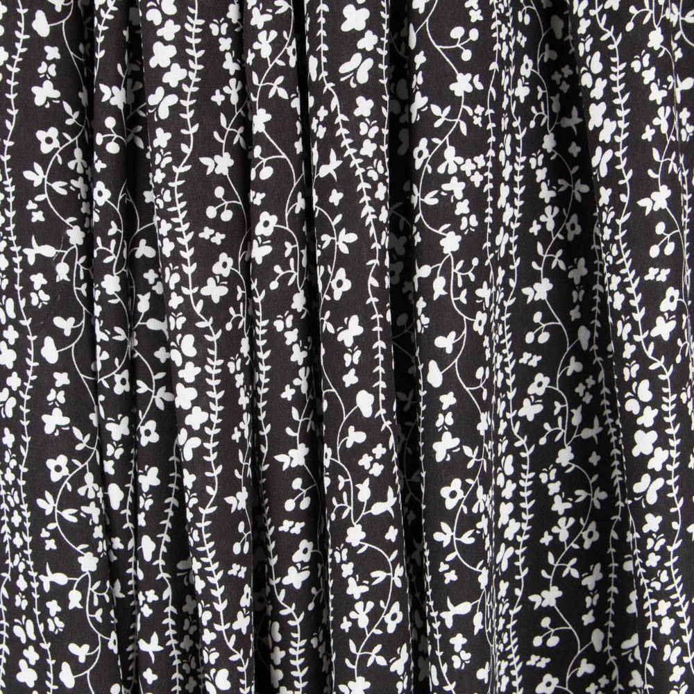 Viscose Faixas Florais Preta - Ribes y Casals