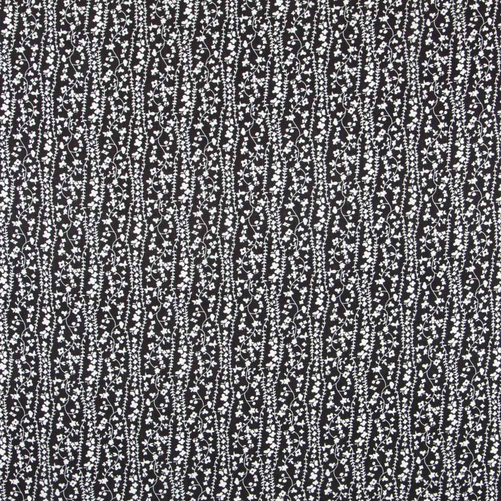 Viscose Faixas Florais Preta - Ribes y Casals