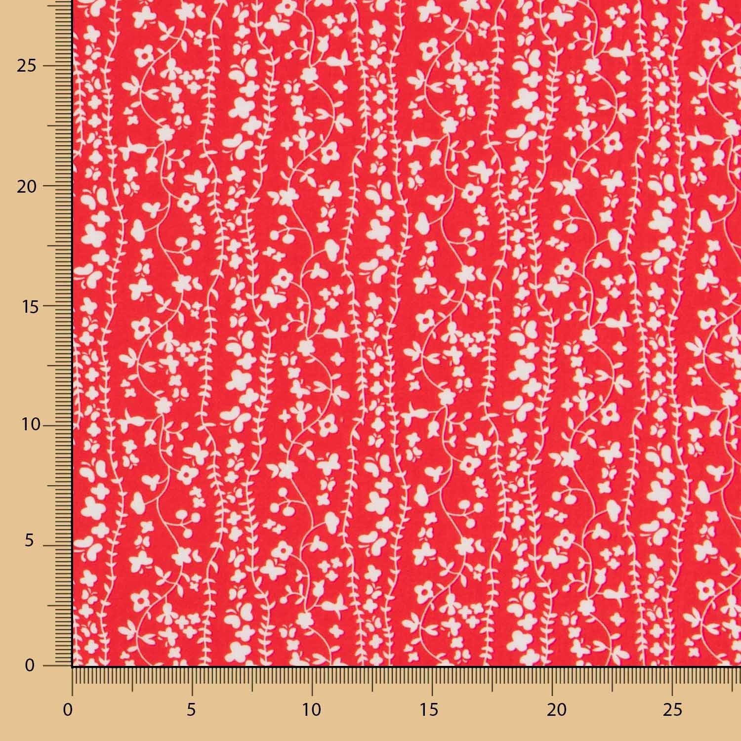 Viscose Faixas Florais Vermelha - Ribes y Casals