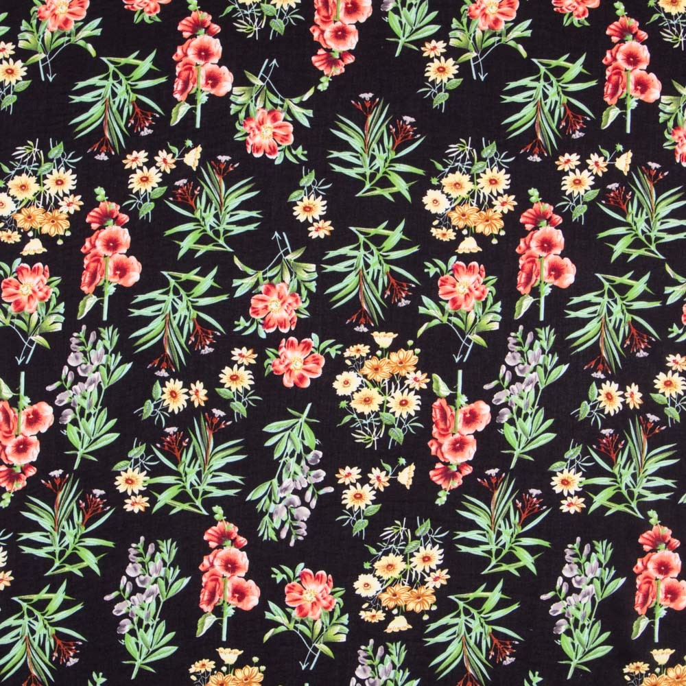 Viscose Ramas Floral Preta - Ribes y Casals