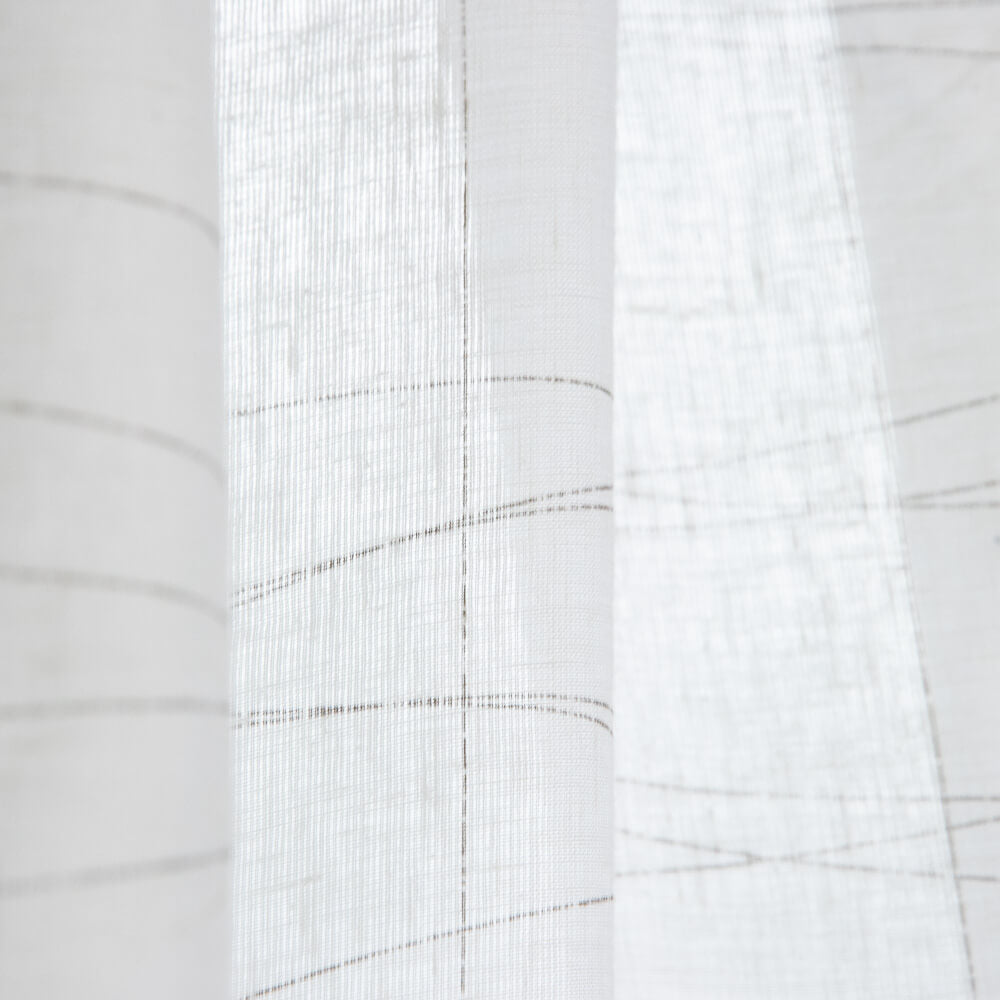 Cortina de Linho Fino Geométrico Marrom - Ribes y Casals