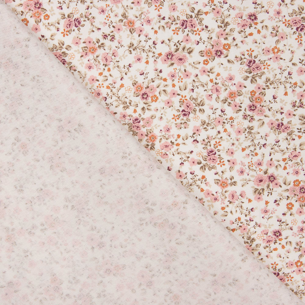 Viyela Algodão Flores cor-de-rosa - Ribes y Casals