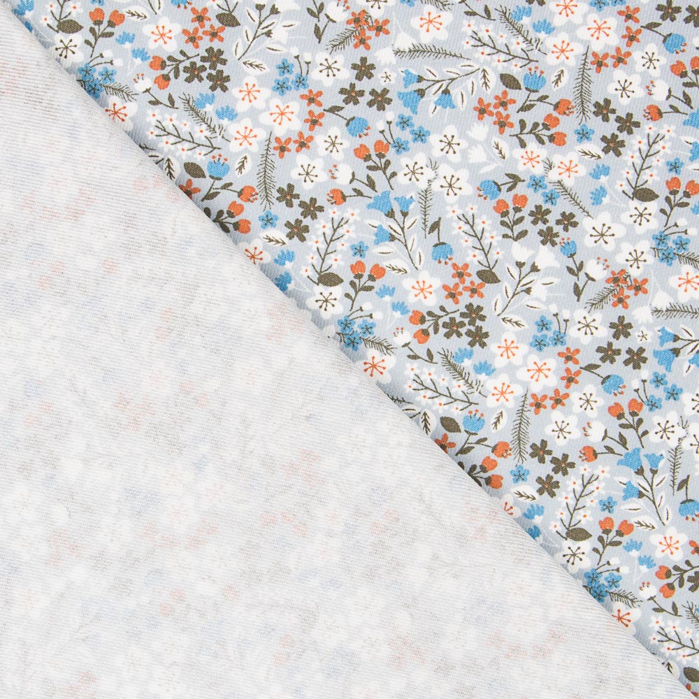 Viyela Flores Raminhos Celeste - Ribes y Casals