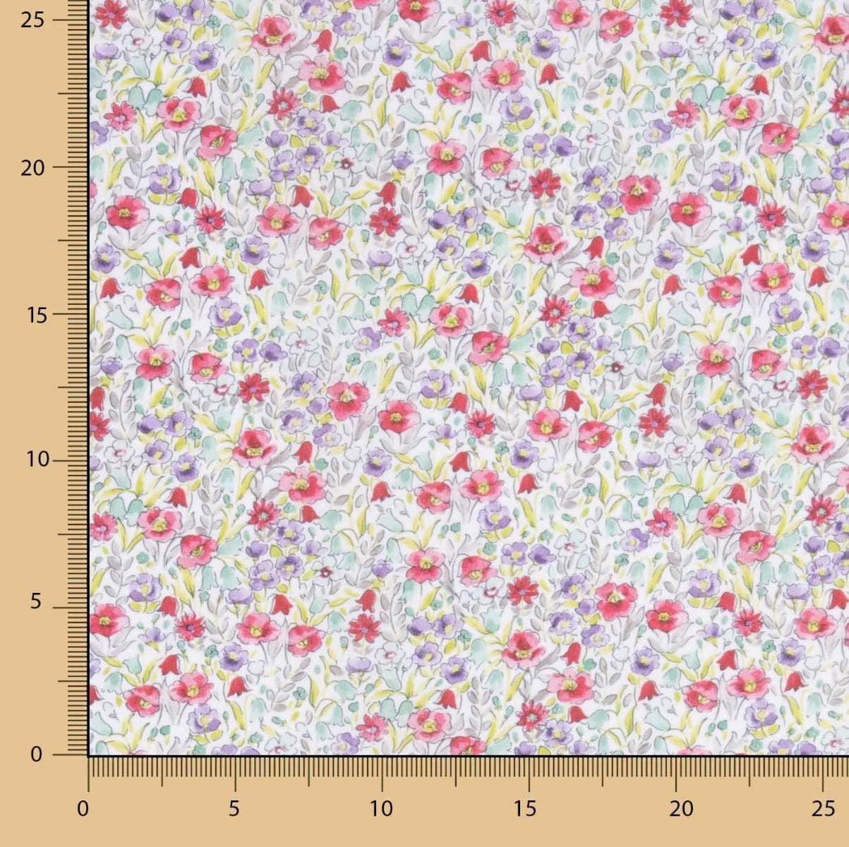 Voile Algodão Flores Nimes Vermelho - Ribes y Casals