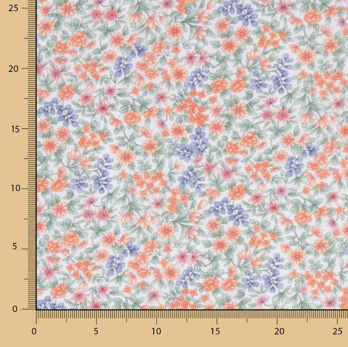 Voile Algodão Flores Scarlet Laranja - Ribes y Casals