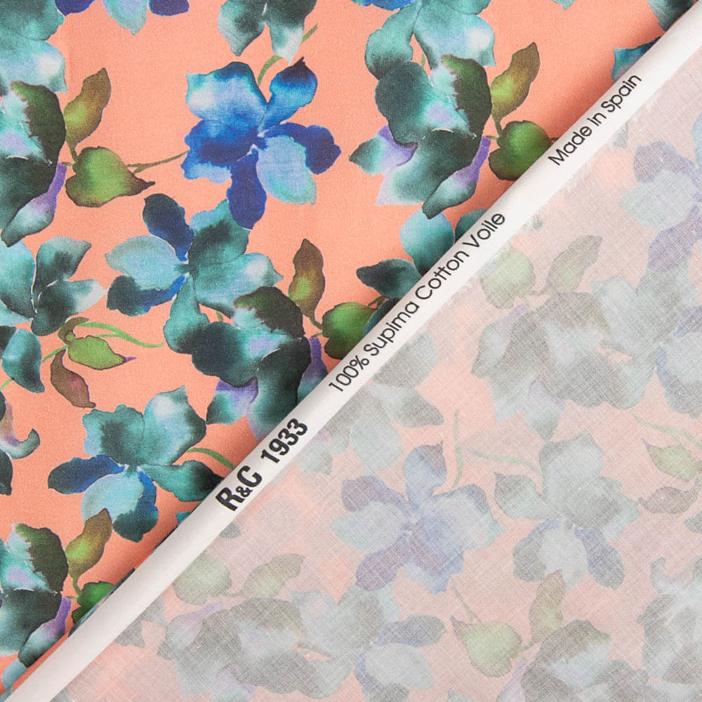 Voile Algodão Supima Print 10 Laranja - Ribes y Casals