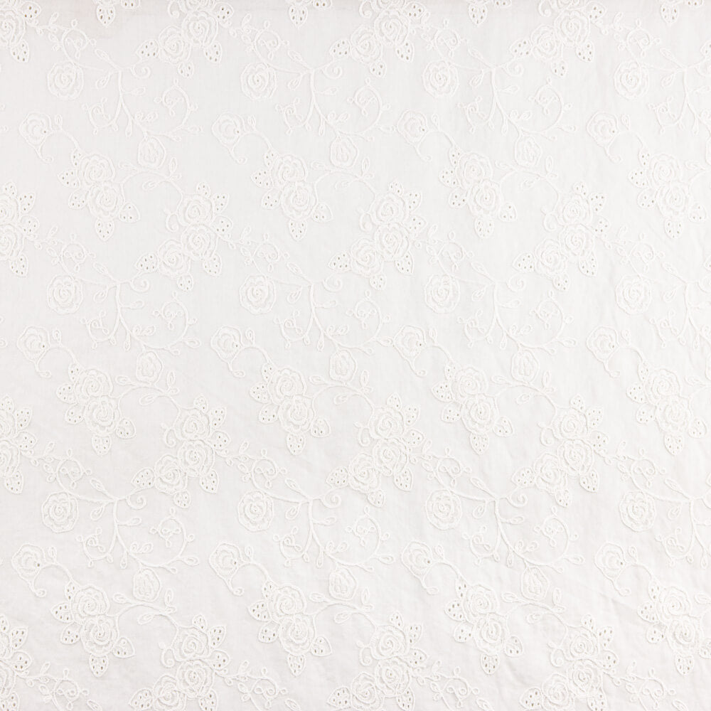 Voile Bordado Floral Branco - Ribes y Casals