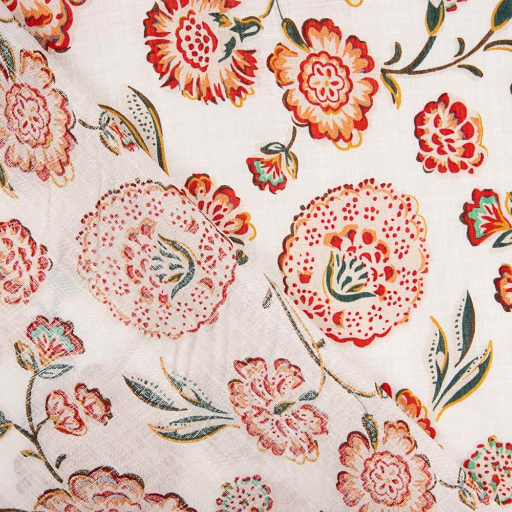 Voile Estampado Floral Branco - Ribes y Casals