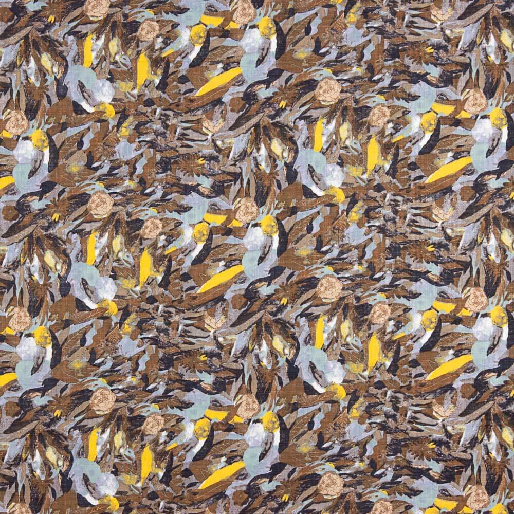 Voile Estampado Folhas Azul - Ribes y Casals