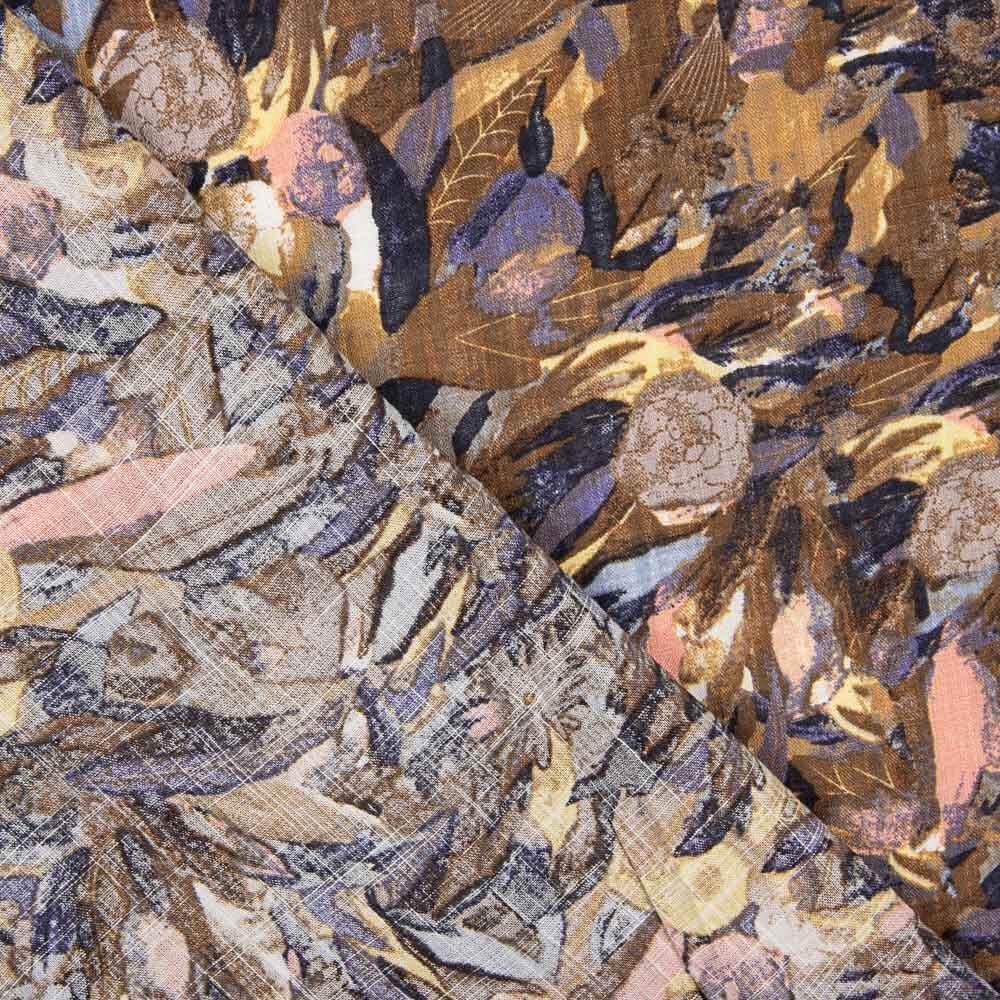 Voile Estampado Folhas Rosa - Ribes y Casals