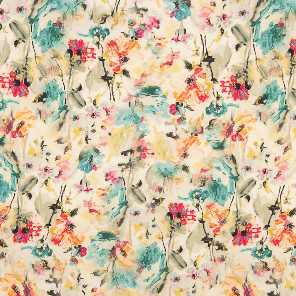 Voile Viscose Aquarela Flowers - Ribes y Casals